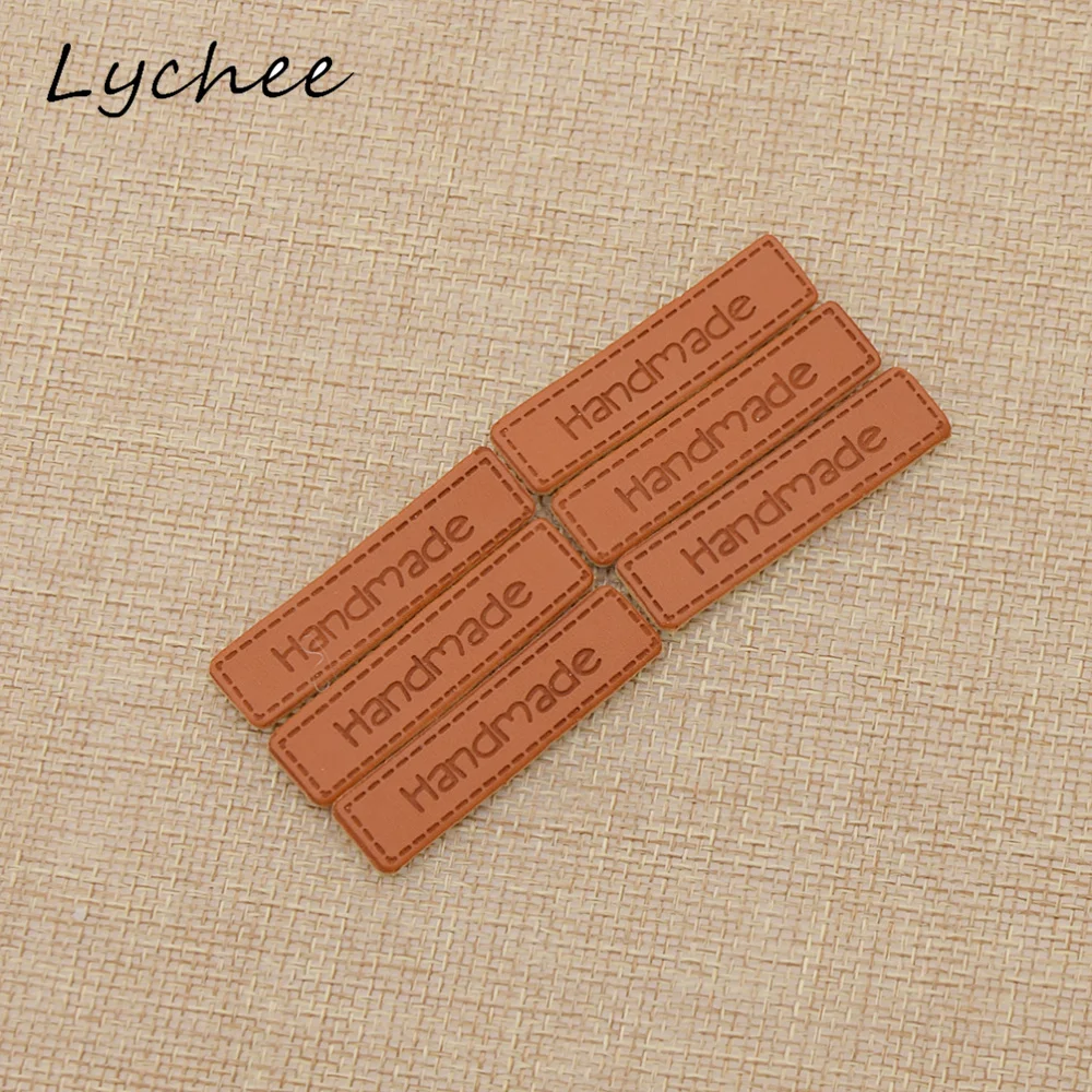 Lychee 50 шт. коричневые английские буквы ярлыки ручной работы из искусственной кожи