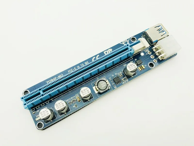 100 шт. обновленная версия VER 008C PCI-E Riser Express Card 1x до 16x удлинитель 6Pin кабель питания