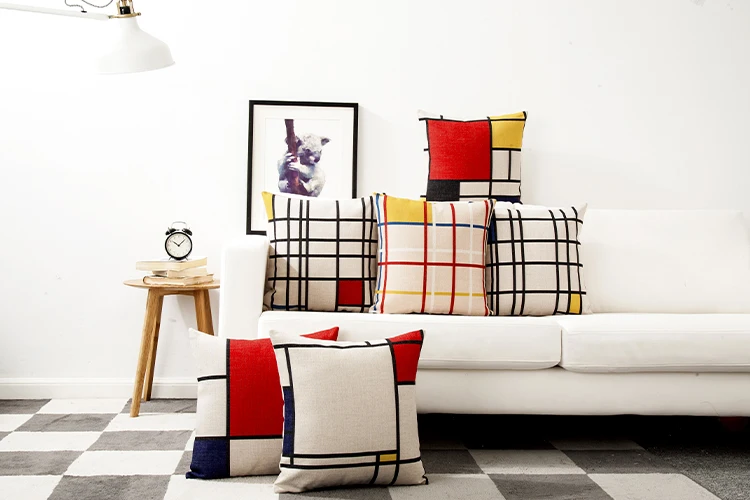 Mondrian Подушка с геометрическим рисунком чехол синий красный геометрический чехол для подушки домашнее декоративное белье Наволочка для дивана