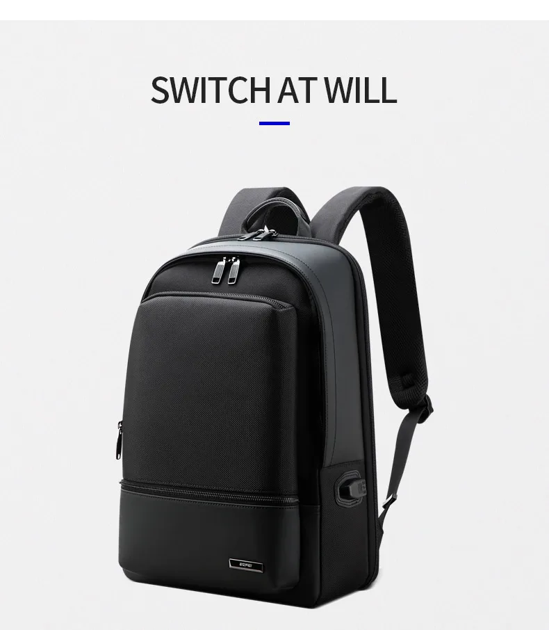 BOPAI Водонепроницаемый черный рюкзак большой емкости Anti Theft Back Pack USB для мужчин
