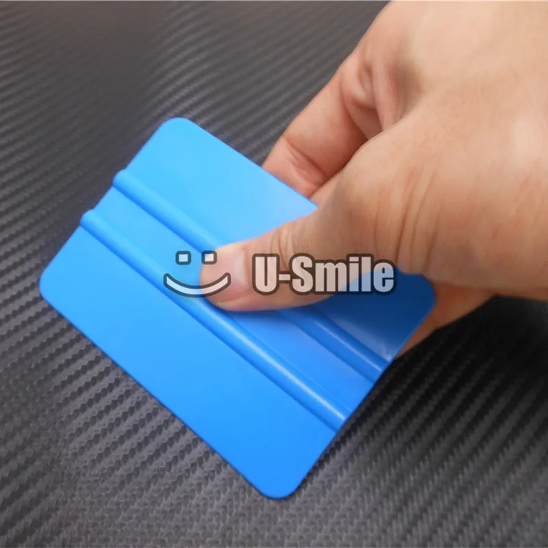 

100 pcs/Lot Custom Logo Soft Blue Squeegee Car Application Tools Scraper For Vehicle Wraps & Sign Vinyl