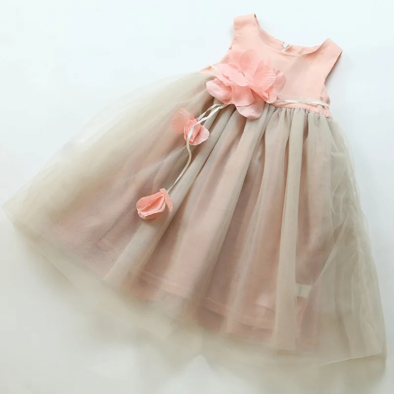 2018 Summer and Autumn Baby Girls Dresses Kids Sleeveless Gauza with Flower Casual Children | Детская одежда и обувь