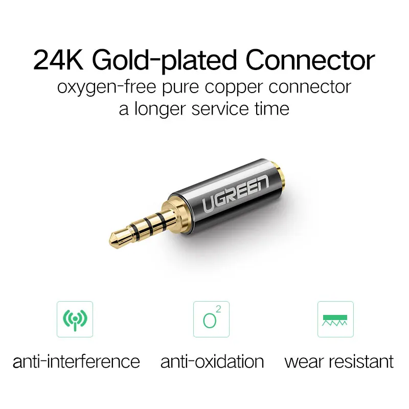 Ugreen Jack 3,5 мм до 2,5 мм аудио адаптер 2,5 мм штекер 3,5 мм Гнездовой разъем для Aux акустический кабель Разъем для наушников 3,5