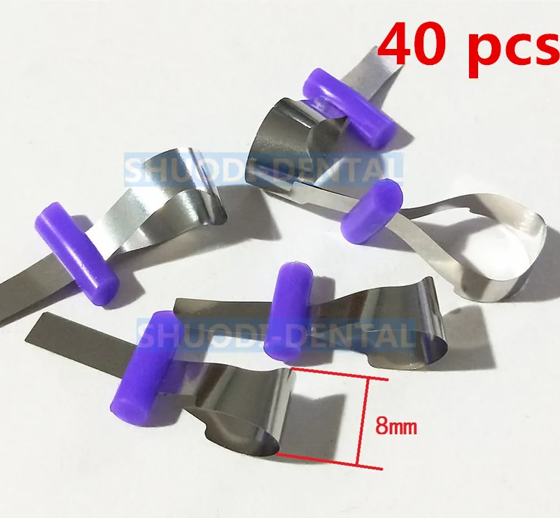 40 Pcs Purple 40 шт. зубные матрицы метаоральный Уход Отбеливание зубов фиксатор кольцо металлические зубные полосы без фиксатора Automatrix с шкафчиком - Цвет: 40 Pcs Purple