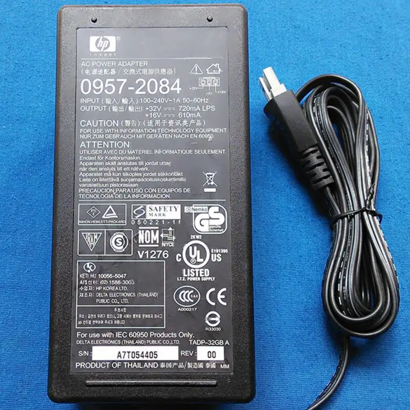Новый 0957 2084 32V 720mA 16V 610mA Мощность адаптер Зарядное устройство 100 240V 1A 1000mA 50/60HZ для HP