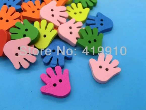 Бесплатная доставка 100 шт случайно смешанные руки 2 отверстия деревянная