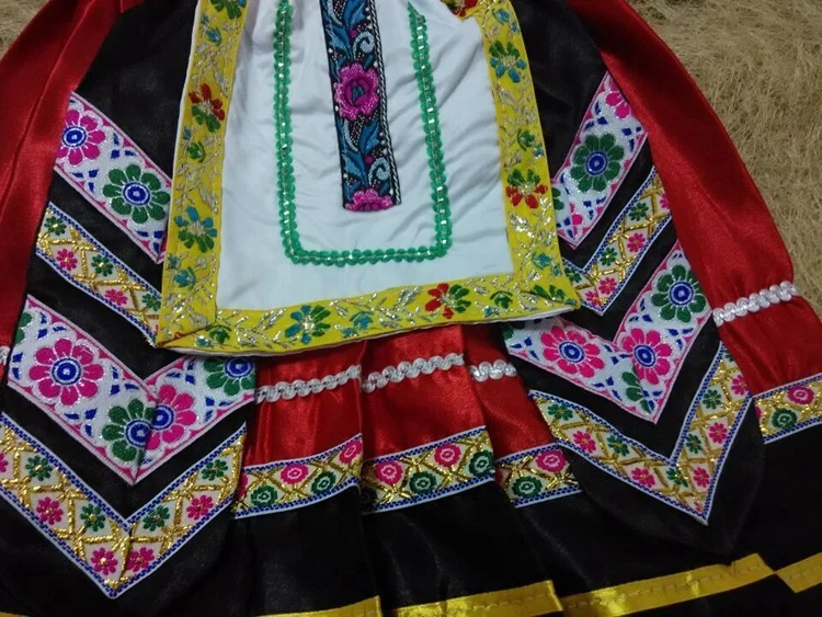 Одежда для танцев Miao, танцевальный костюм Hmong, плиссированная танцевальная юбка для женщин, одежда Hmong, Женский костюм для народных танцев, только одежда