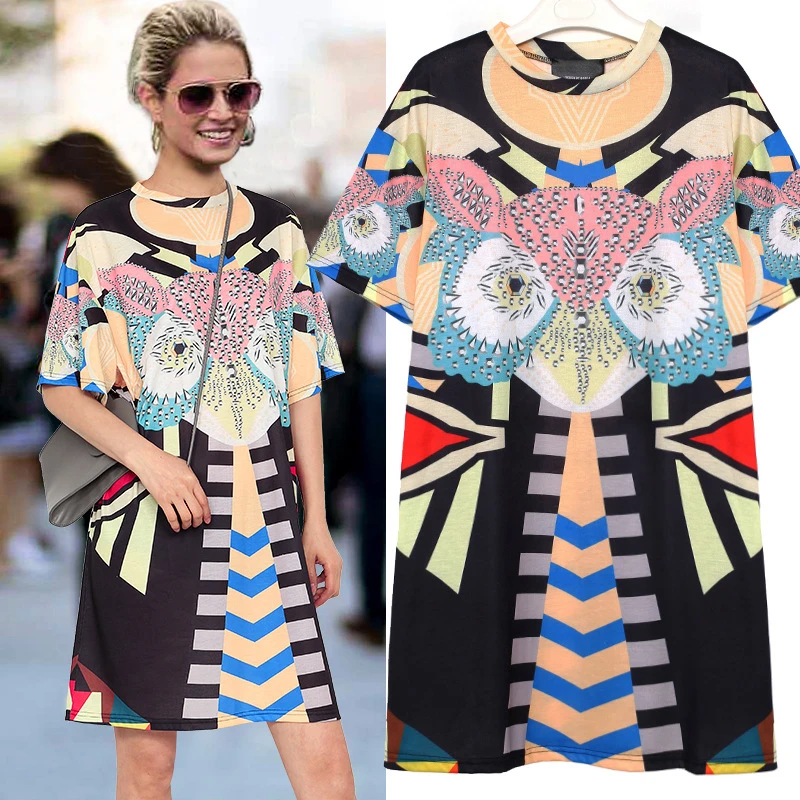 Летом Орел шаблон печати свободные платья 2017 женщины Онлайн Великолепный