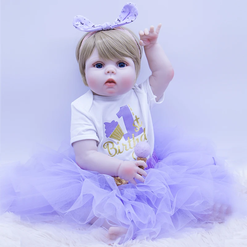 Умная и Милая принцесса Boneca Reborn 23 дюйма цельные силиконовые виниловые куклы minifee