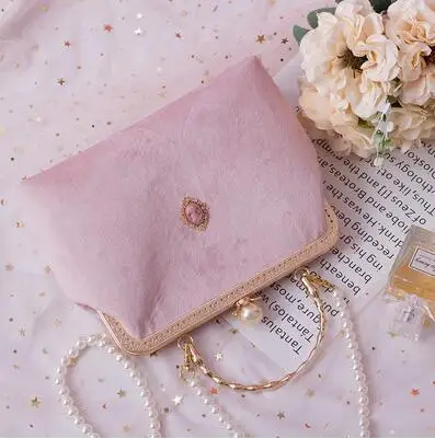 Pink With Pear Chain Angelatarch велюровая винтажная бархатная жемчужная цепочка с бриллиантами, женская сумка на плечо, застежка для сумки, женская сумка-мессенджер, сумки через плечо - Цвет: Pink With Pear Chain