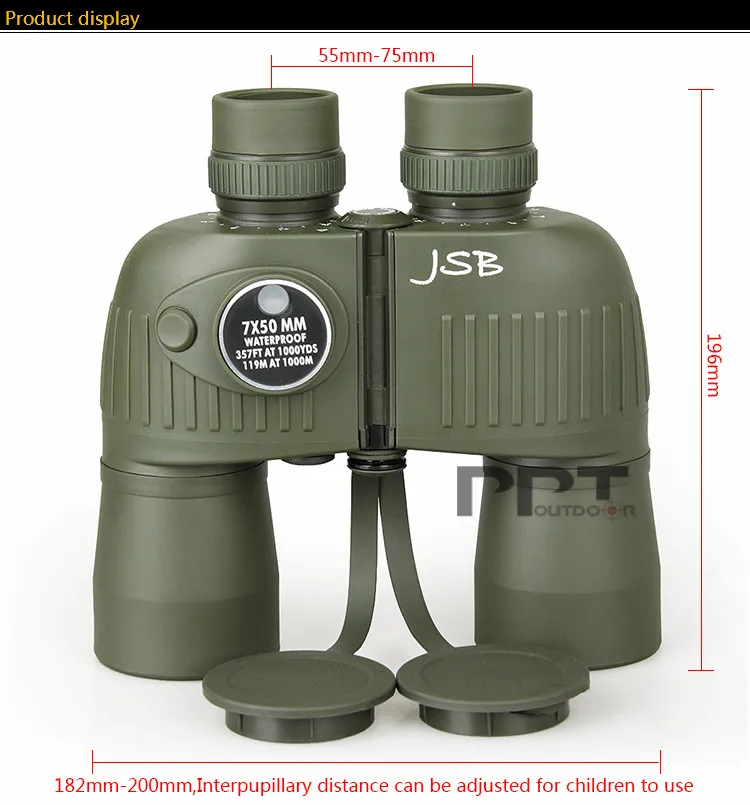 

E.T Dragon Tactical Military Binocular Compass Rangefinder 7x50 HD Telescope Green Color PP3-0043