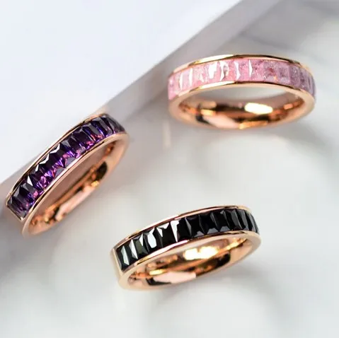 YUN RUO кольцо из розового золота с разноцветным цирконием для женщин и девочек