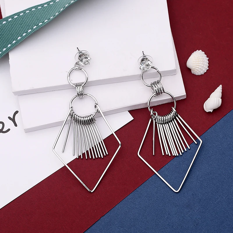 Guvivi Newest Women Earrings Boho Gold Color Geometric Big Long Tassel Hanging Drop Dangle Fashion Jewelry | Украшения и