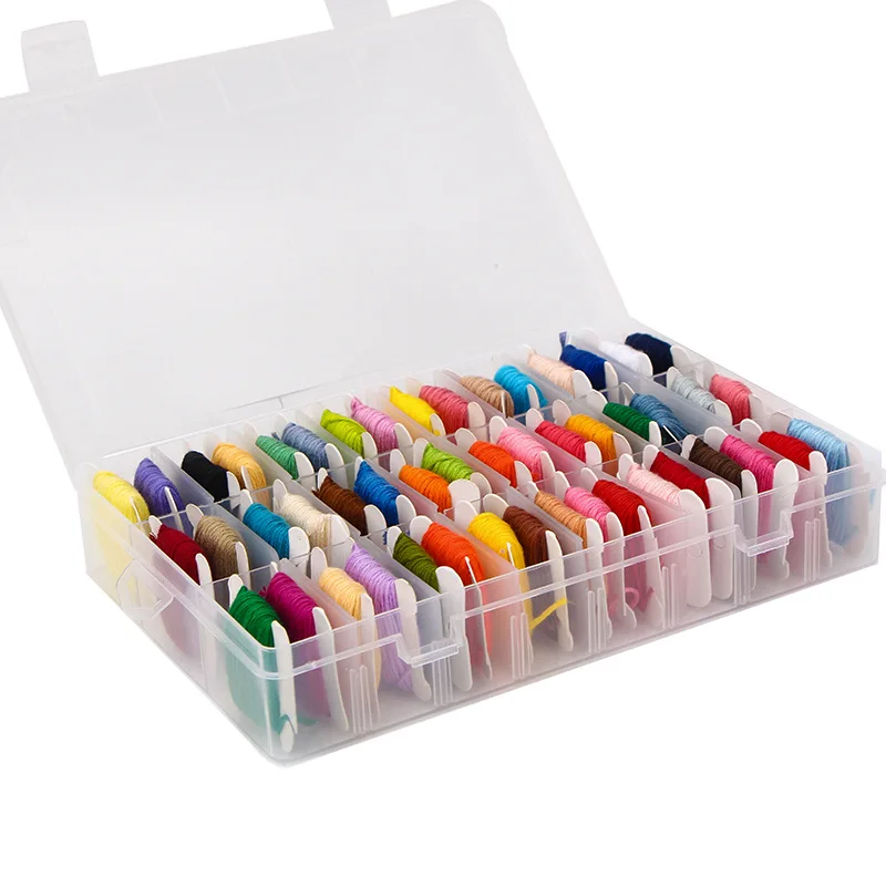 50 Colors DMC Embroidery Thread with Bobbins Storage Box DIY Sewing Tool Skeins Floss Cross Stitch | Дом и сад