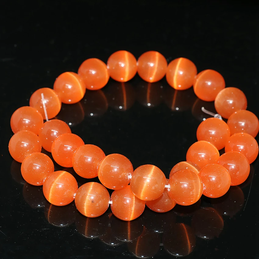 

New special design orange round opal cat eyes beads 4,6,8,10,12mm fashion fit for diy necklace jewelry making 14inch B1580