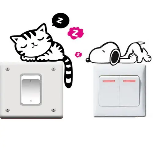 Черный милый кот собака съемный художественный виниловый стикер для