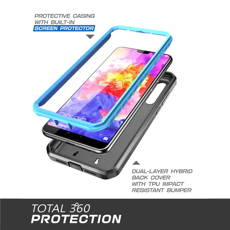 Чехол для Huawei P20 Pro SUPCASE UB прочный полноразмерный черный и синий чехол со