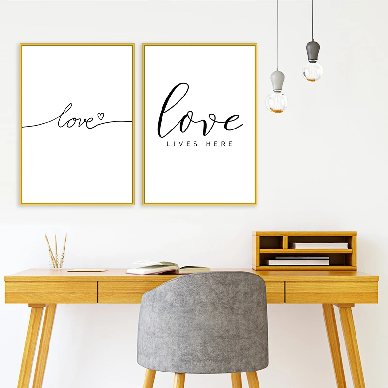 Любовь Цитата плакат в скандинавском стиле черно-белый холст картина настенные