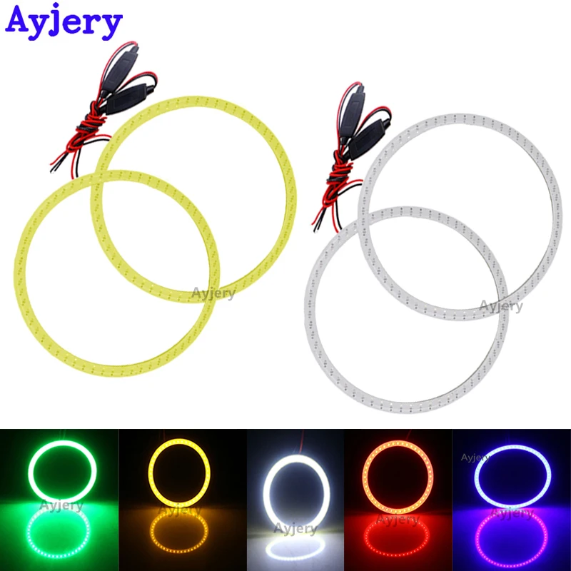 AYJERY 1 пара COB 70 мм 12V 60 SMD Красочные RGB светодиодный автомобиль гало кольца