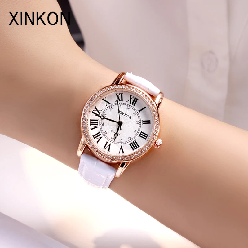 XINKON Fashion Women Watches Lady Watch Luxury Leather Quartz Wrist Girls Ladies Gifts Students Present Dropshipping | Наручные часы