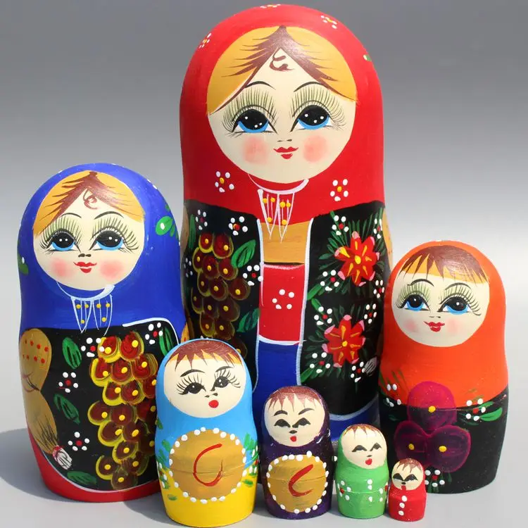 

Creative Home Decoration 7pcs Wooden Russian Nesting Dolls Hand-painted Handicrafts Traditional Matryoshka Dolls Children Toys