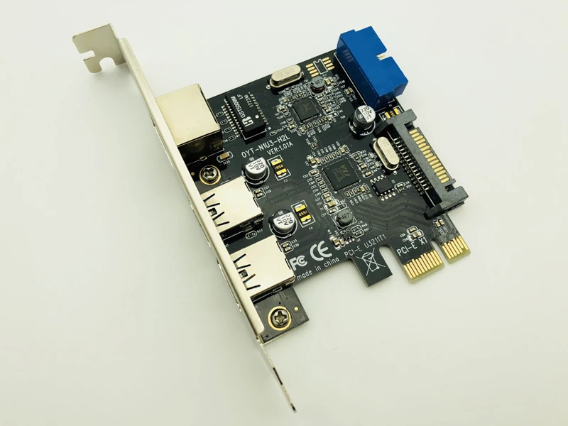 2 портами плата PCI Express USB 3 0 + RJ45 Gigabit Ethernet Сетевая передняя панель с адаптером для
