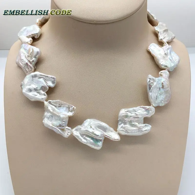 Новинка 2019 белый чокер большого размера с барочным жемчугом массивное ожерелье