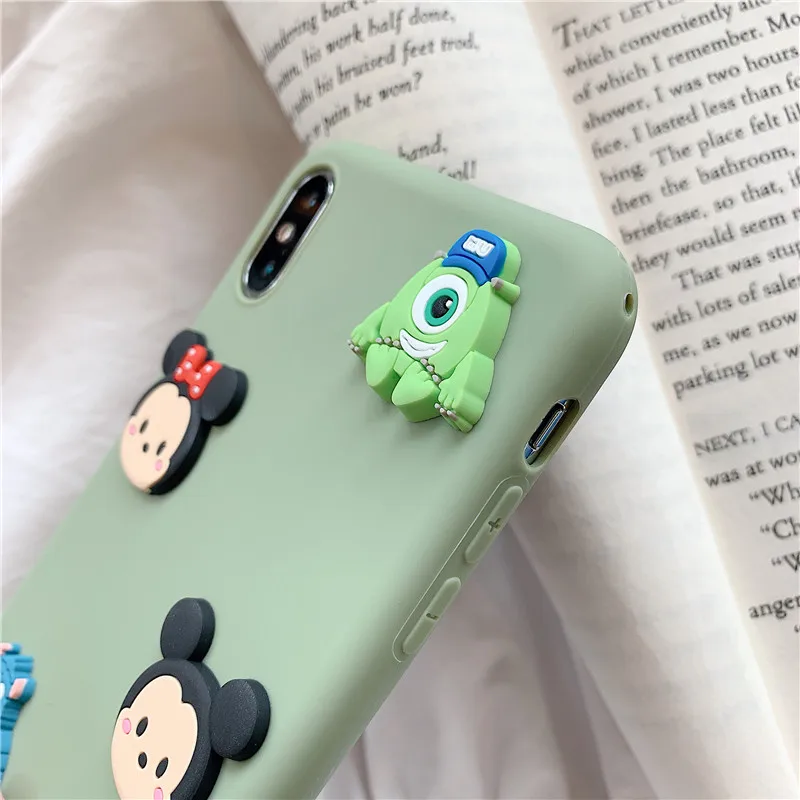 super cute cartoon embossing 3D doll TPU Pink green soft shell phone Case For Apple iphone 6 6s 7 8 Plus X XS XR MAX |