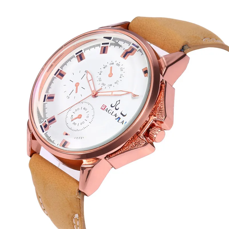 Роскошные мужские часы Простые Модные кварцевые с кожаным ремешком наручные