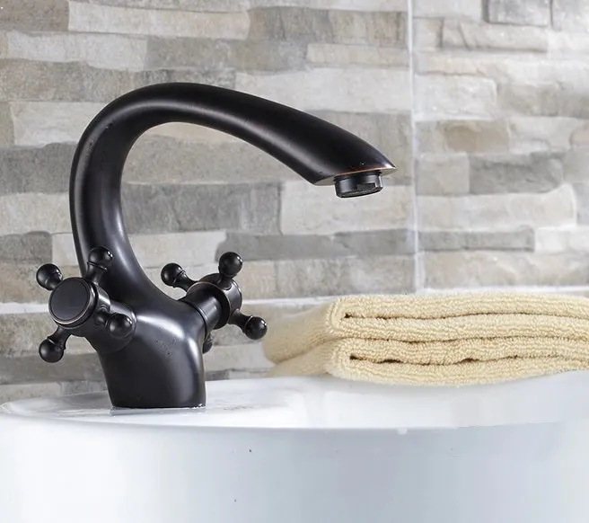 Black Oil Rubbed Antique Brass Cross Handle Single Hole Bathroom Vessel Sink Basin Faucet Mixer Water Taps anf071 | Обустройство дома
