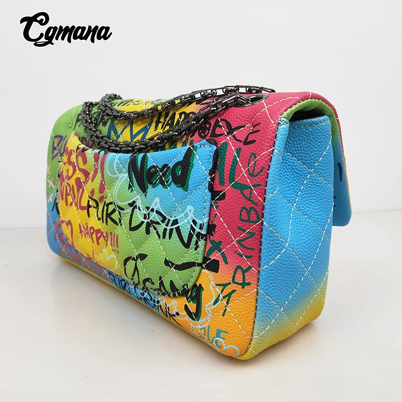 Сумка на цепочке с граффити для женщин коллекция 2020 года роскошные женские сумки