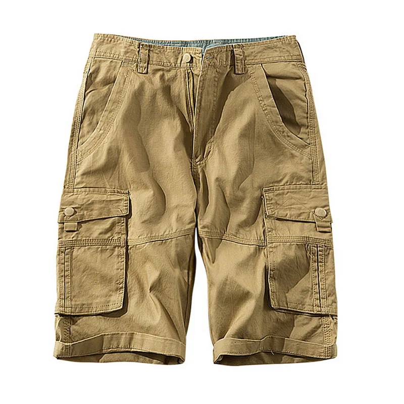 khaki 1 Мужские свободные спортивные шорты Карго для бега, мужские камуфляжные военные шорты, плюс размер, шорты для тренировок, хип-хоп повседневные мужские шорты - Цвет: khaki 1