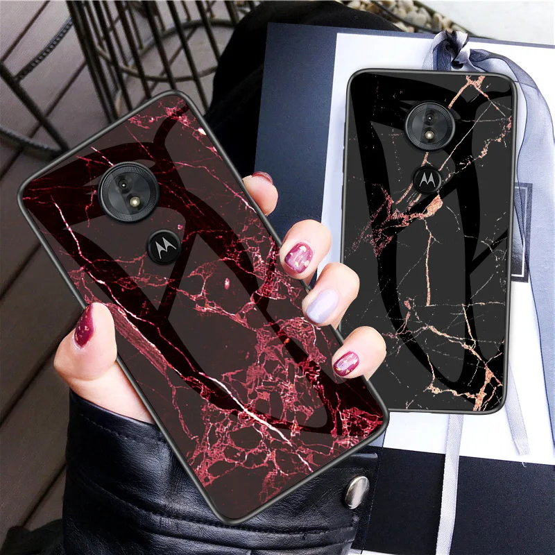 For Motorola Moto G6 Play Case Luxury Marble Grain Hard Tempered Glass Protective Back Cover for moto g6play phone shell | Мобильные