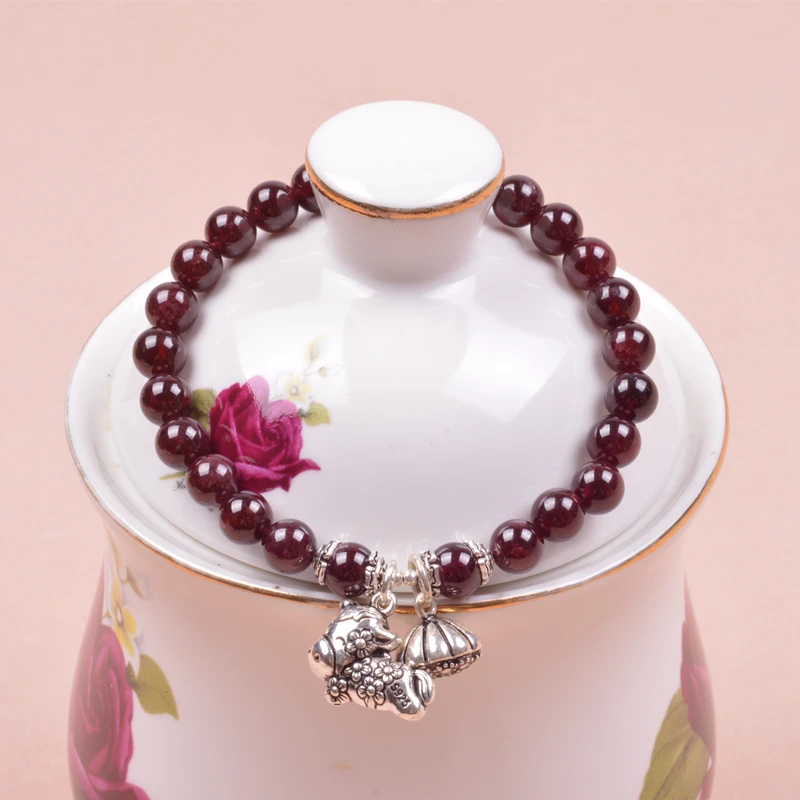 Natural red garnet Thai silver bracelets 12 zodiac animal year sent exclusively designed gift certificates shipping |