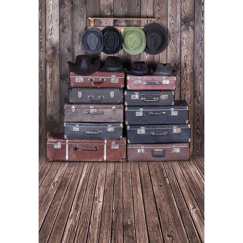 

5x7ft Mexican Hats Suitcase Travel Wood Wall Washable No Wrinkle Banner Photo Studio Background Backdrop Polyester Fabric