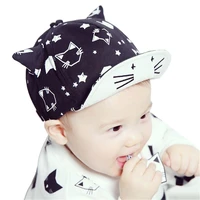 new baby baseball cap cute print cat sun hat with ears for boy girl summer style children kid cap