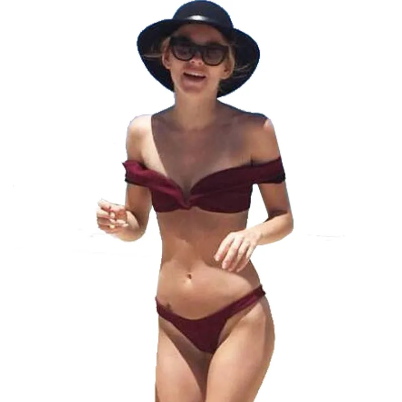 Женщина Купальник Новинка 2017 года цвет красного вина Купальники для малышек с