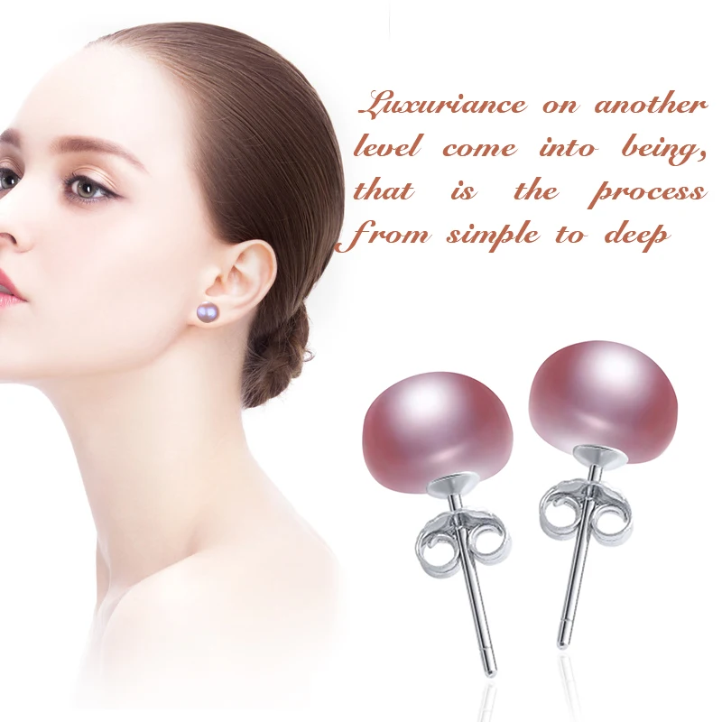 NYMPH Cute Pearl Stud Earring 925 Sterling Silver Jewelry Classic Freshwater Purple Bijoux Birthday Gift | Украшения и аксессуары