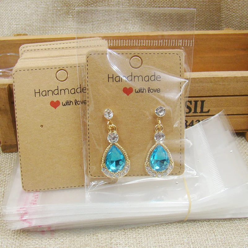 Оптовая продажа Белая/крафт упаковочная карта для серьги ручной работы с принтом