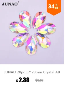 JUNAO 10*14 мм 13*18 мм, форма в виде капли Аквамарин Стразы ab Crystal Пришивные акриловые кристаллы камни не Вышивание стразами бусины