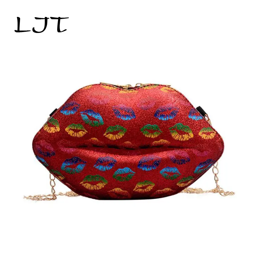 LJT большая сумка в форме губ Женская мода 2019 индивидуальная девушка Дикий с цепью