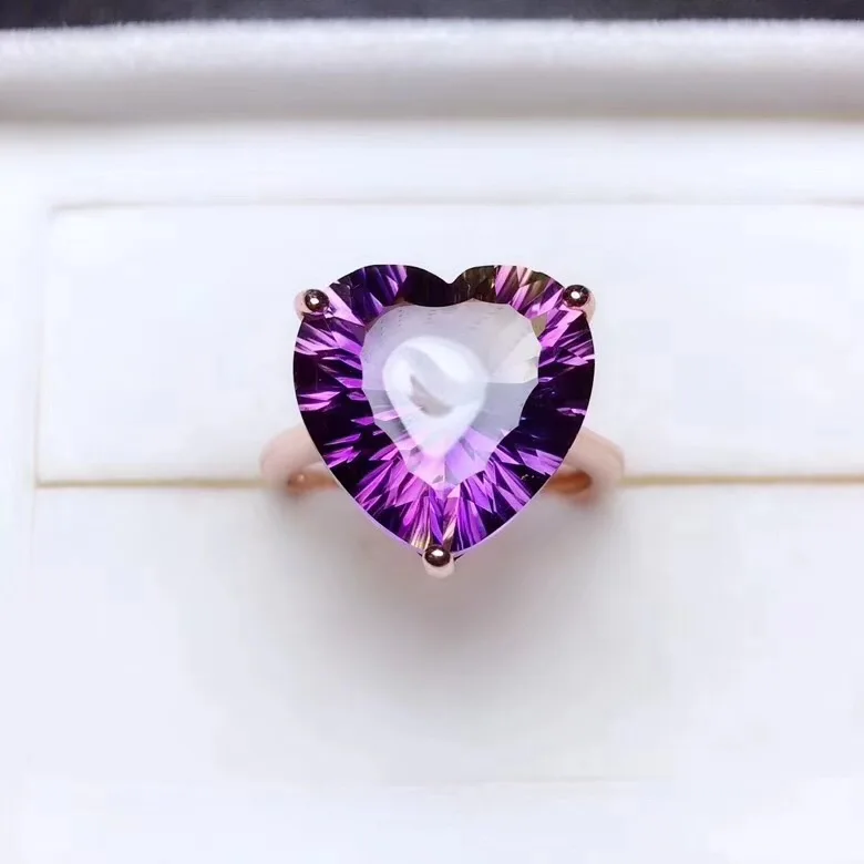 Uloveido Простой в форме сердца драгоценный камень натуральный аметист женское кольцо, 925 пробы Серебряное кольцо с камнем рождения свадебный подарок 20% FJ320