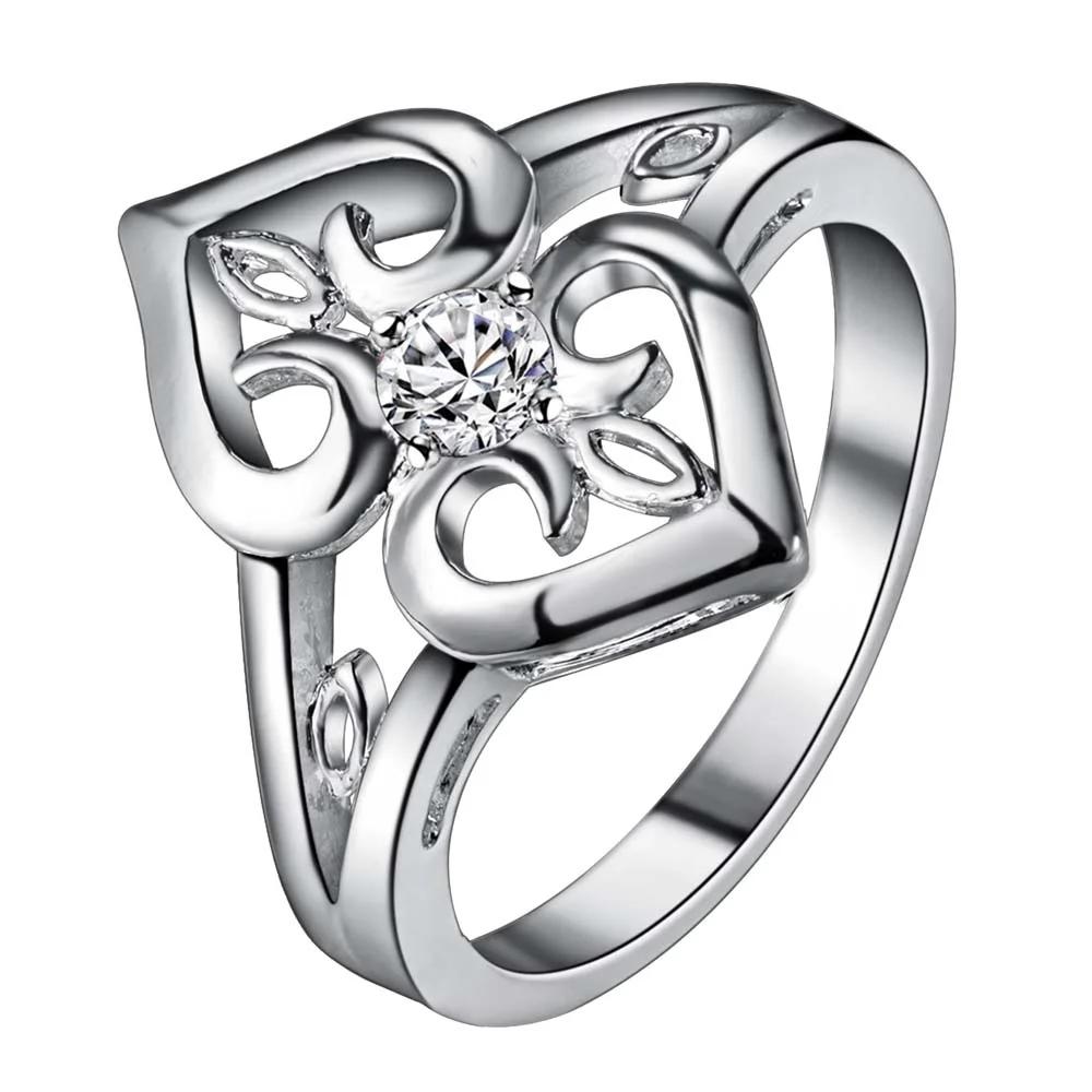 Блестящее красивое посеребренное Кольцо love heart Серебряное модное Ювелирное