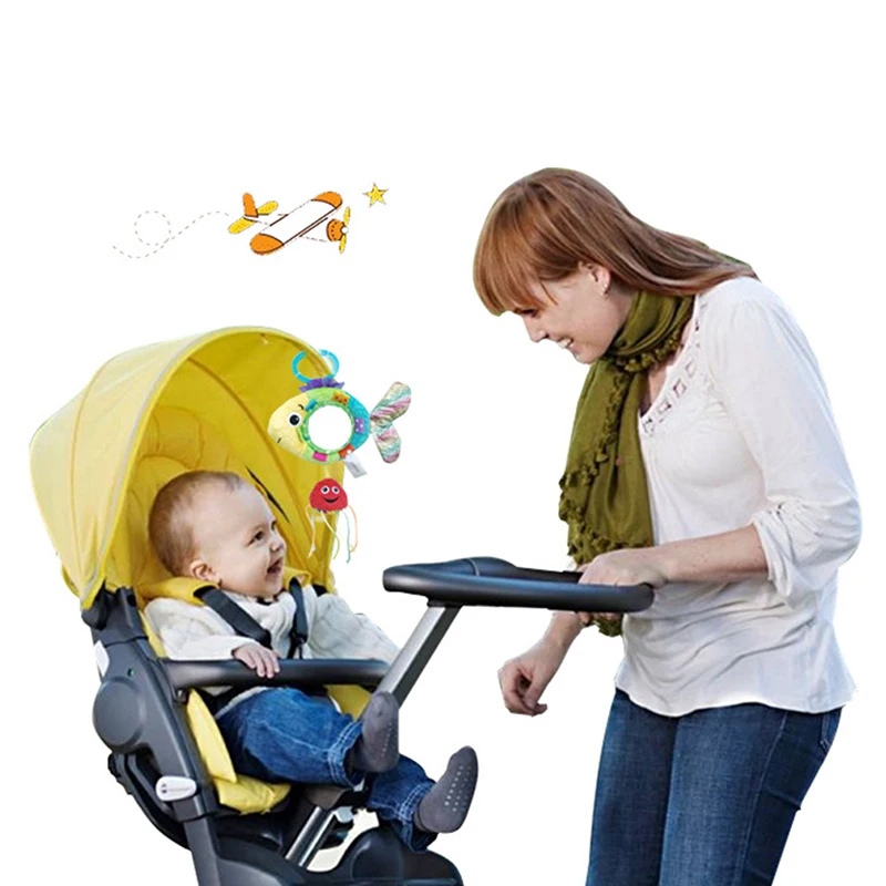 

Baby Stuffed Plush Rattles Toy Soft Animal Fish Infant Stroller Hanging Rattles Newborn Development Education Toys For Baby