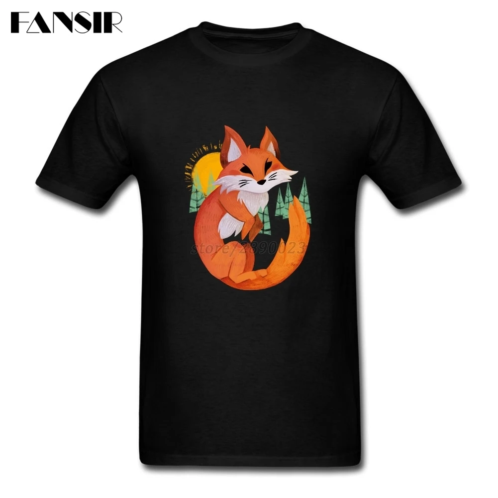 Men Tshirt Swag Custom Cotton Short Sleeve Tee Shirts Men's Fox Animal Guys Tops Clothing | Мужская одежда