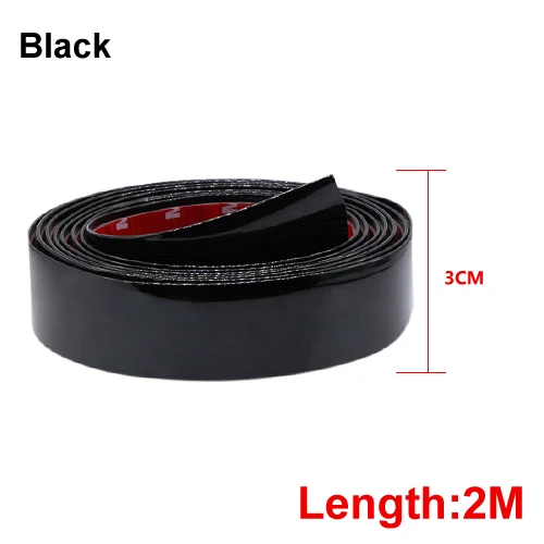 30MM Black 2 м автомобильные наклейки, пленка из углеродного волокна, резиновая формовочная отделка, полоса, сделай сам, защита края двери, 3 цвета, для автомобиля, аксессуары для укладки - Название цвета: 30MM Black