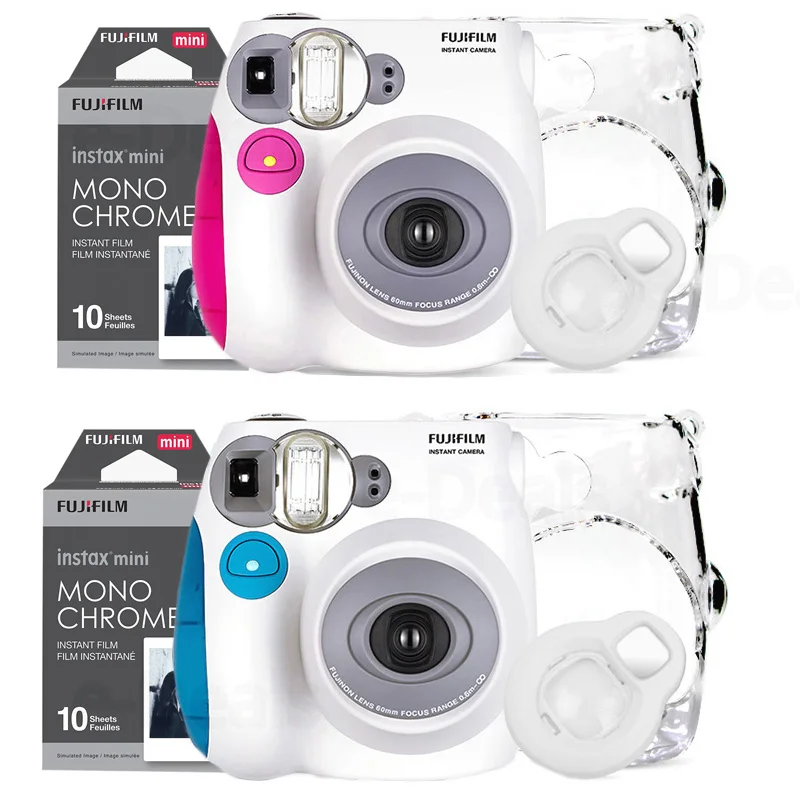 Аутентичный Fujifilm Instax Mini 7 s Мгновенный Набор Фото камеры с 10 листами Fuji Instax Мини белая пленка и кролик линзы для селфи