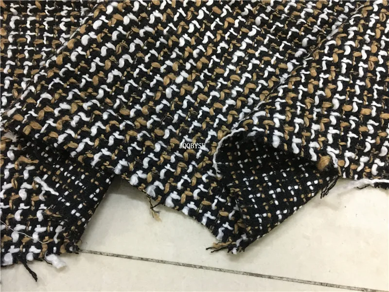 Бесплатная доставка твидовая ткань черный белый и темный хаки тканевый узор