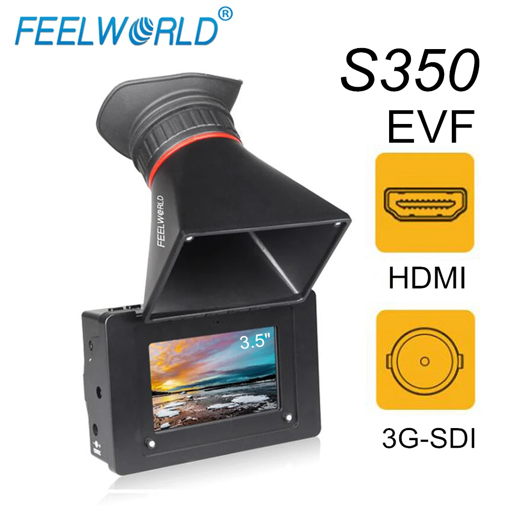 FEELWORLD S350 3," EVF 3G-SDI HDMI Электронный видоискатель 3,5" HD 800x480 ЖК-дисплей Лупа для DSLR камеры