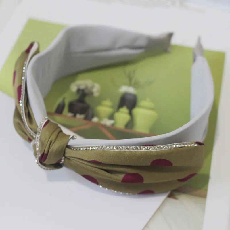 Модная новинка большая повязка для волос в горошек Женская на голову с узлом